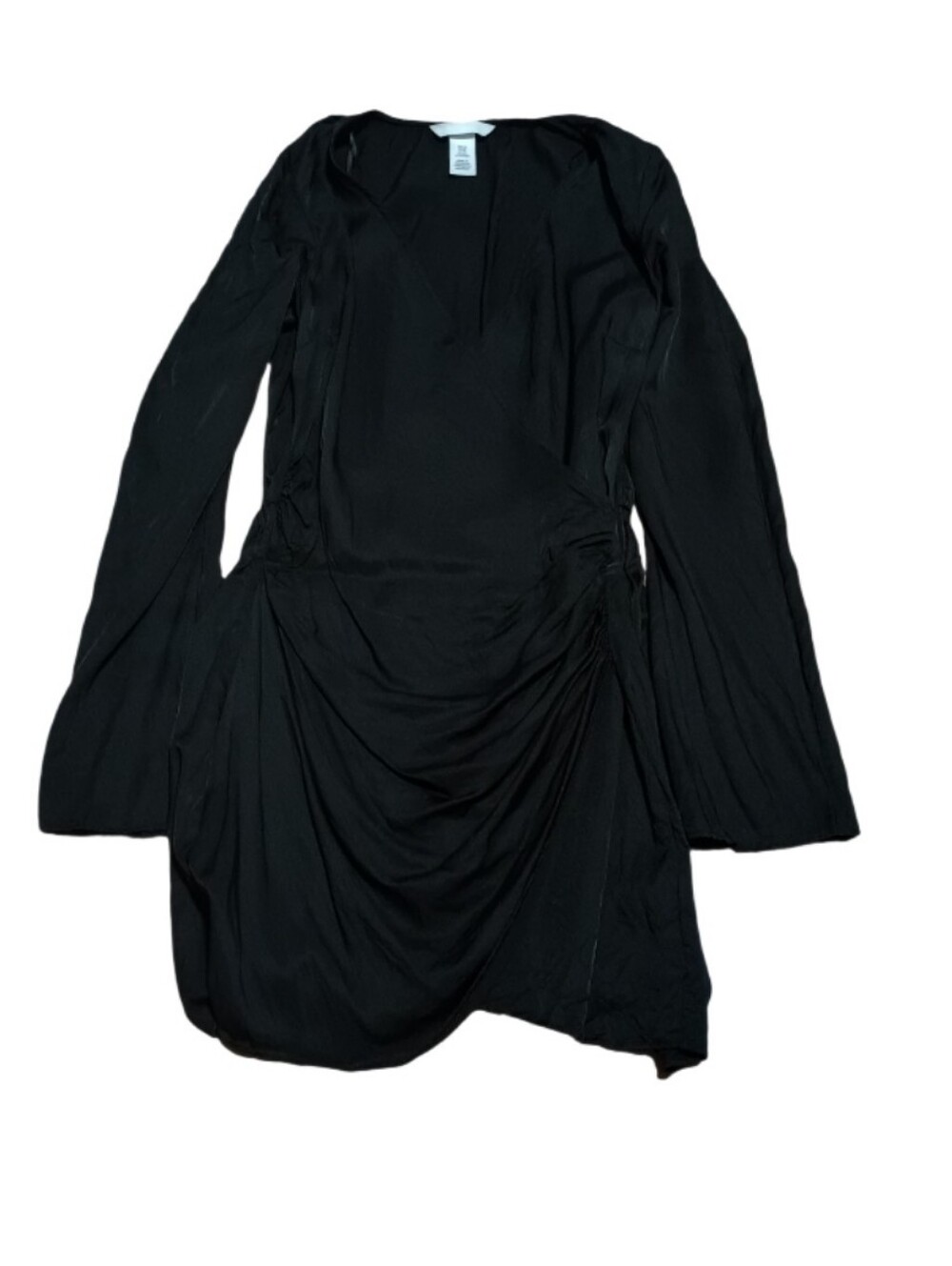 H&M Black Long-Sleeve Ruched Dress